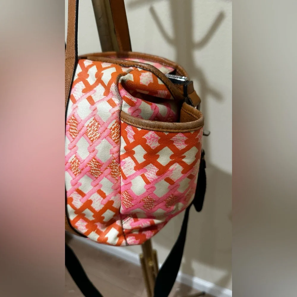 Rebecca Minkoff Marissa Large Tote Coated Canvas Leather Trim baby Travel Bag